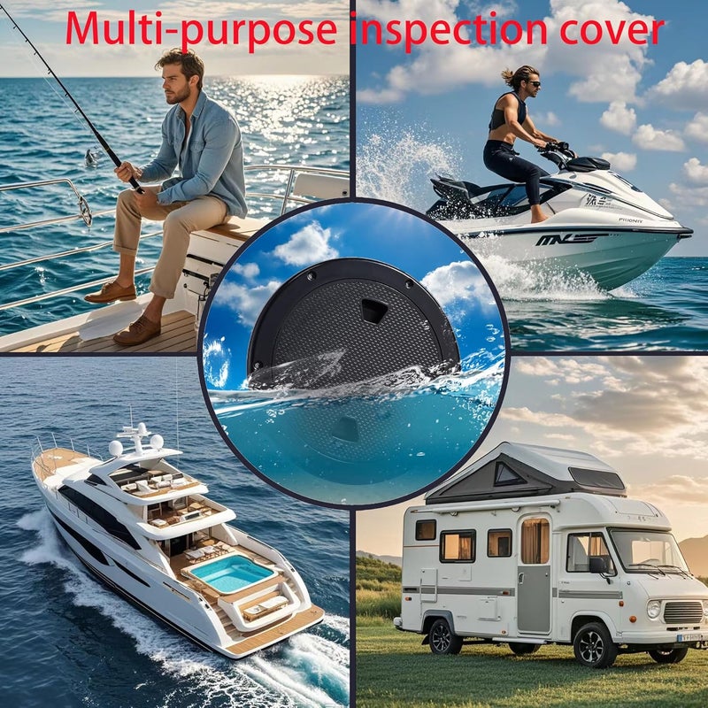 CROSSBODY 2 Pcs Boat Hatch 4" 6" 8" Round Non-Slip Inspection Hatch,Deck Plates for Boats,Detachable Cover, Suitable for Ships, RV, Outdoor Facilities,ABS Plastic,Attached Screw - Image 2